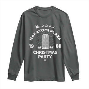 Nakatomi Plaza Christmas Party Long Sleeve Shirt Funny 80's Movie Xmas Party TS10 Dark Heather Print Your Wear
