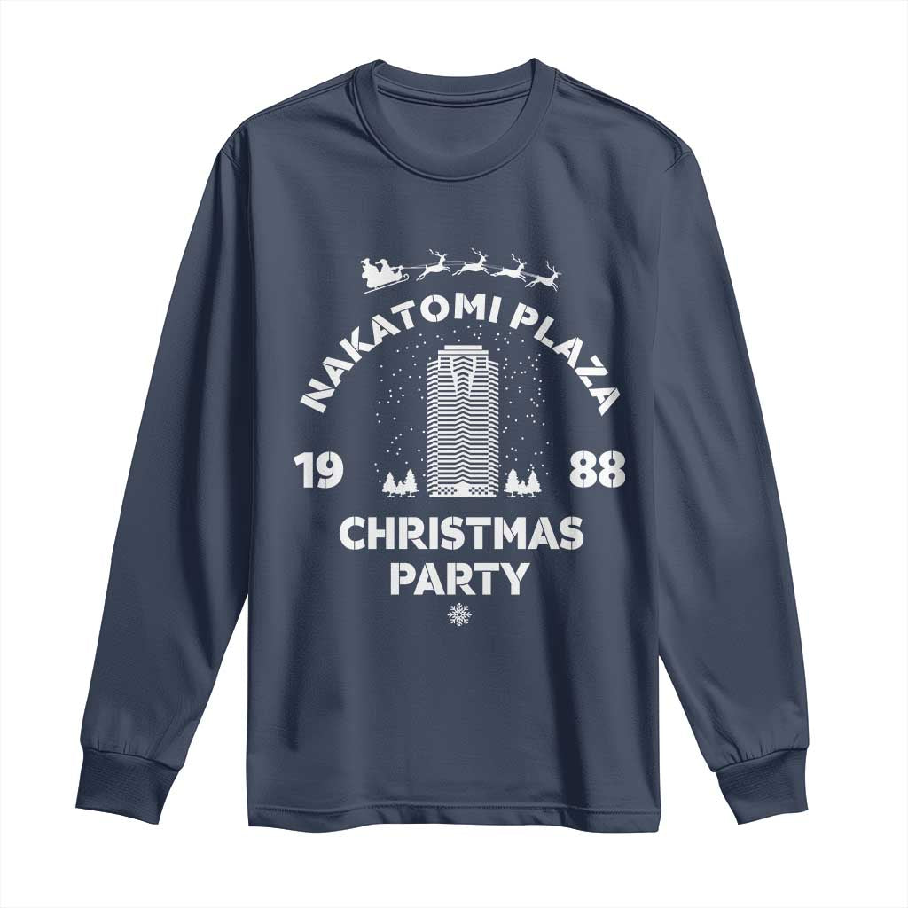 Nakatomi Plaza Christmas Party Long Sleeve Shirt Funny 80's Movie Xmas Party TS10 Navy Print Your Wear
