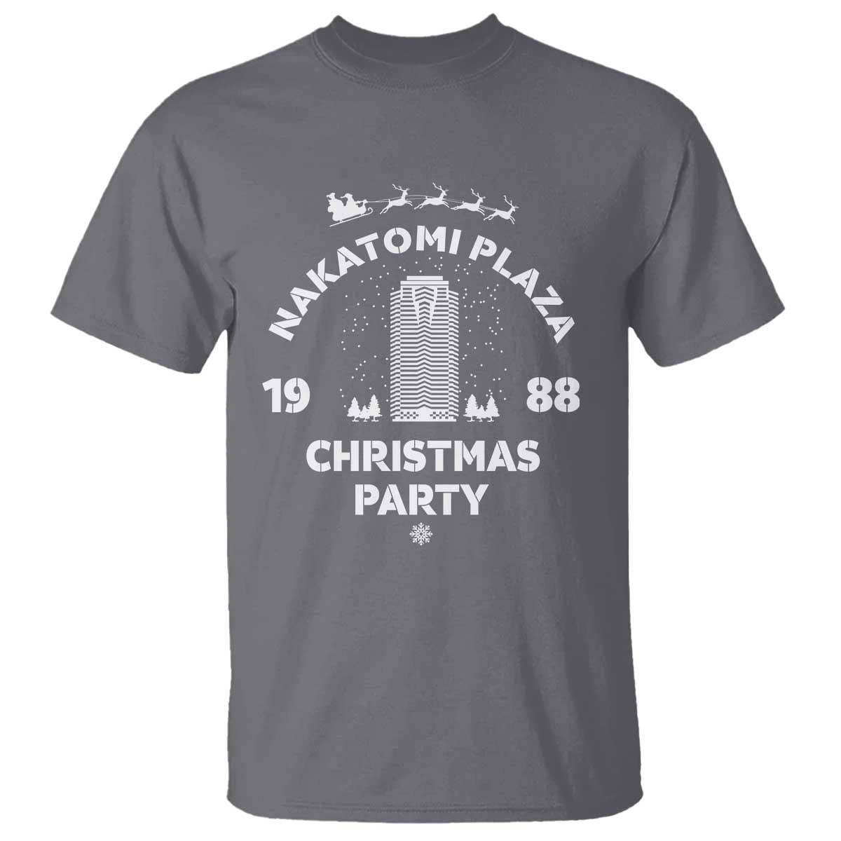 Nakatomi Plaza Christmas Party T Shirt Funny 80's Movie Xmas Party TS10 Charcoal Print Your Wear
