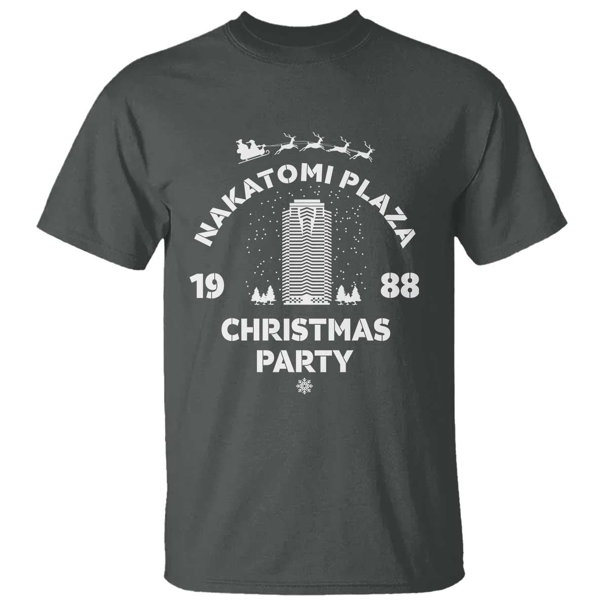 Nakatomi Plaza Christmas Party T Shirt Funny 80's Movie Xmas Party TS10 Dark Heather Print Your Wear