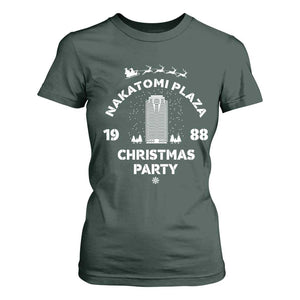 Nakatomi Plaza Christmas Party T Shirt For Women Funny 80's Movie Xmas Party TS10 Dark Forest Green Print Your Wear