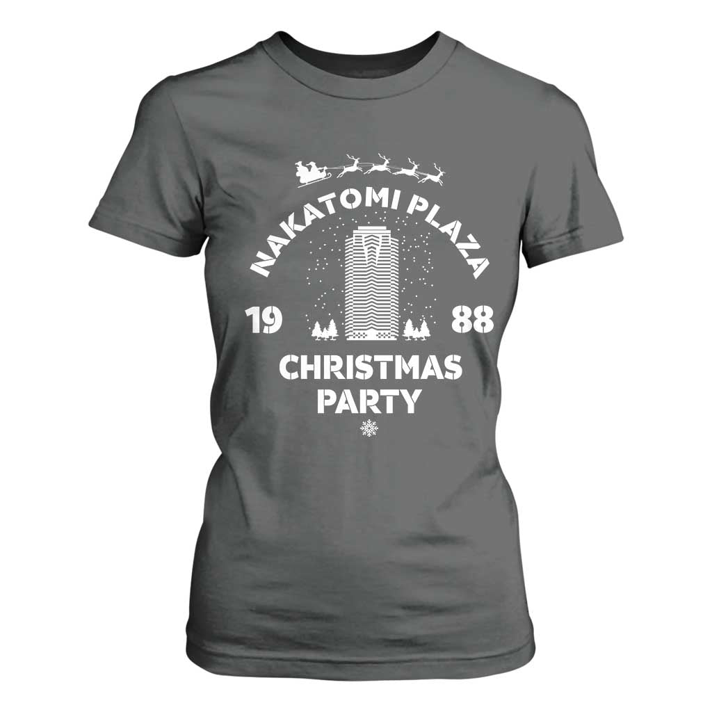 Nakatomi Plaza Christmas Party T Shirt For Women Funny 80's Movie Xmas Party TS10 Dark Heather Print Your Wear