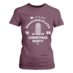 Nakatomi Plaza Christmas Party T Shirt For Women Funny 80's Movie Xmas Party TS10 Maroon Print Your Wear