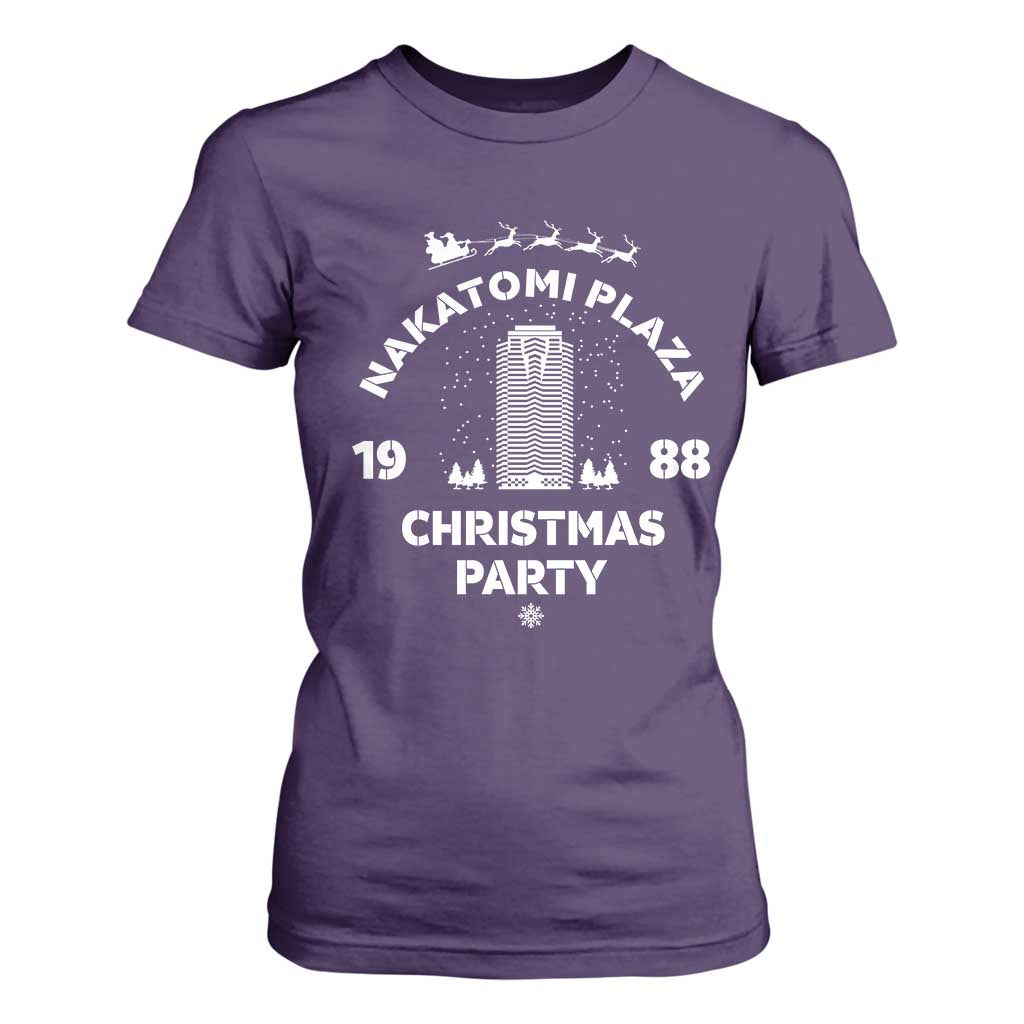 Nakatomi Plaza Christmas Party T Shirt For Women Funny 80's Movie Xmas Party TS10 Purple Print Your Wear