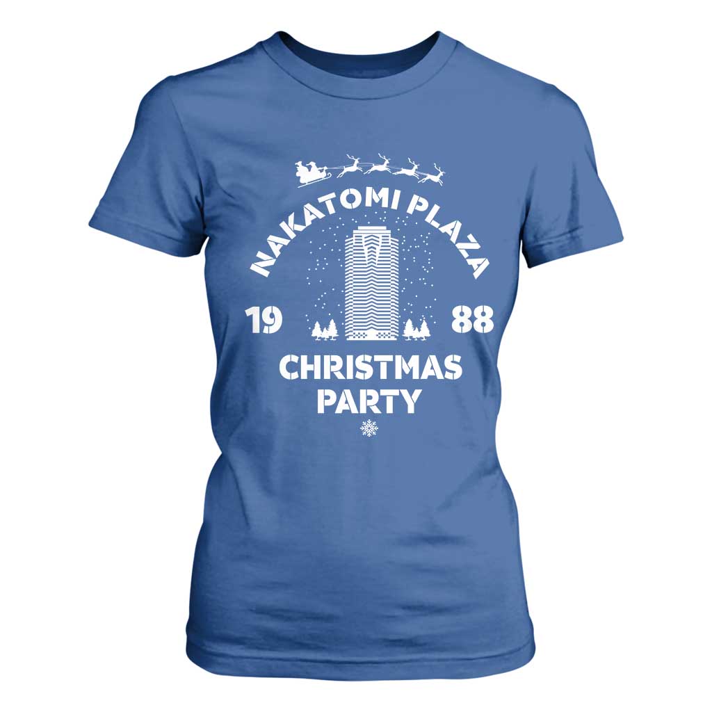 Nakatomi Plaza Christmas Party T Shirt For Women Funny 80's Movie Xmas Party TS10 Royal Blue Print Your Wear