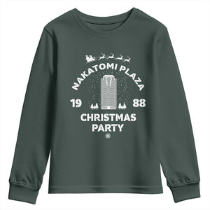 Nakatomi Plaza Christmas Party Youth Sweatshirt Funny 80's Movie Xmas Party TS10 Dark Forest Green Print Your Wear
