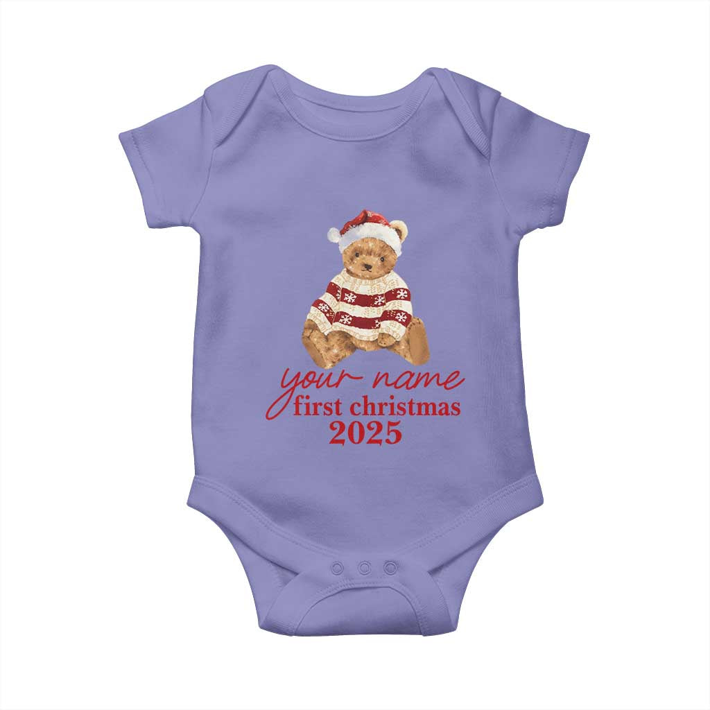 Personalised My First Christmas Baby Onesie Custom Name Newborn Baby 1st Xmas TS10 Violet Print Your Wear