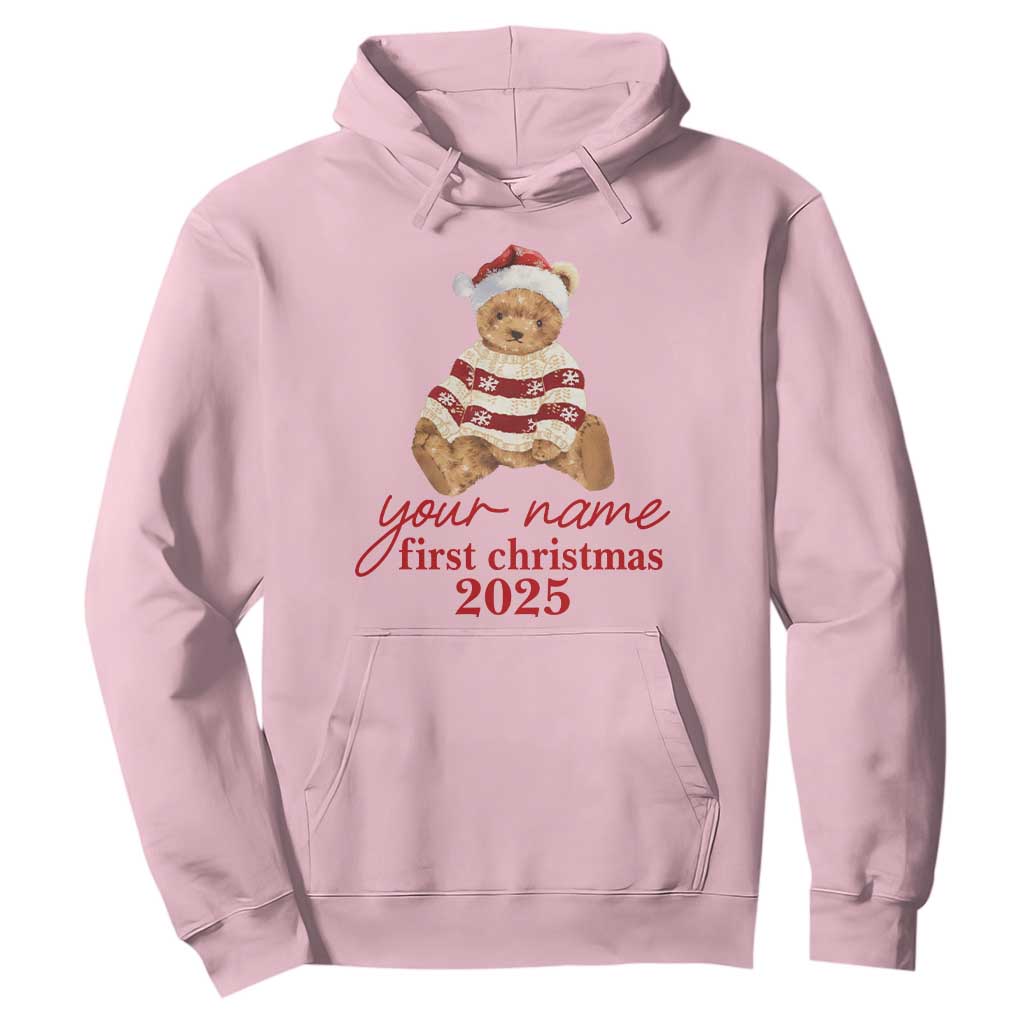 Personalised My First Christmas Hoodie Custom Name Newborn Baby 1st Xmas TS10 Light Pink Print Your Wear