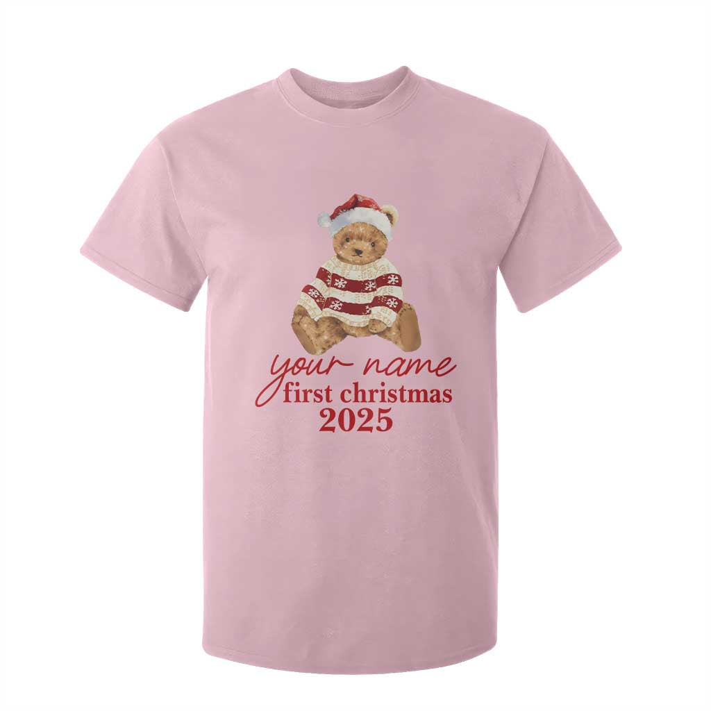Personalised My First Christmas T Shirt For Kid Custom Name Newborn Baby 1st Xmas TS10 Light Pink Print Your Wear