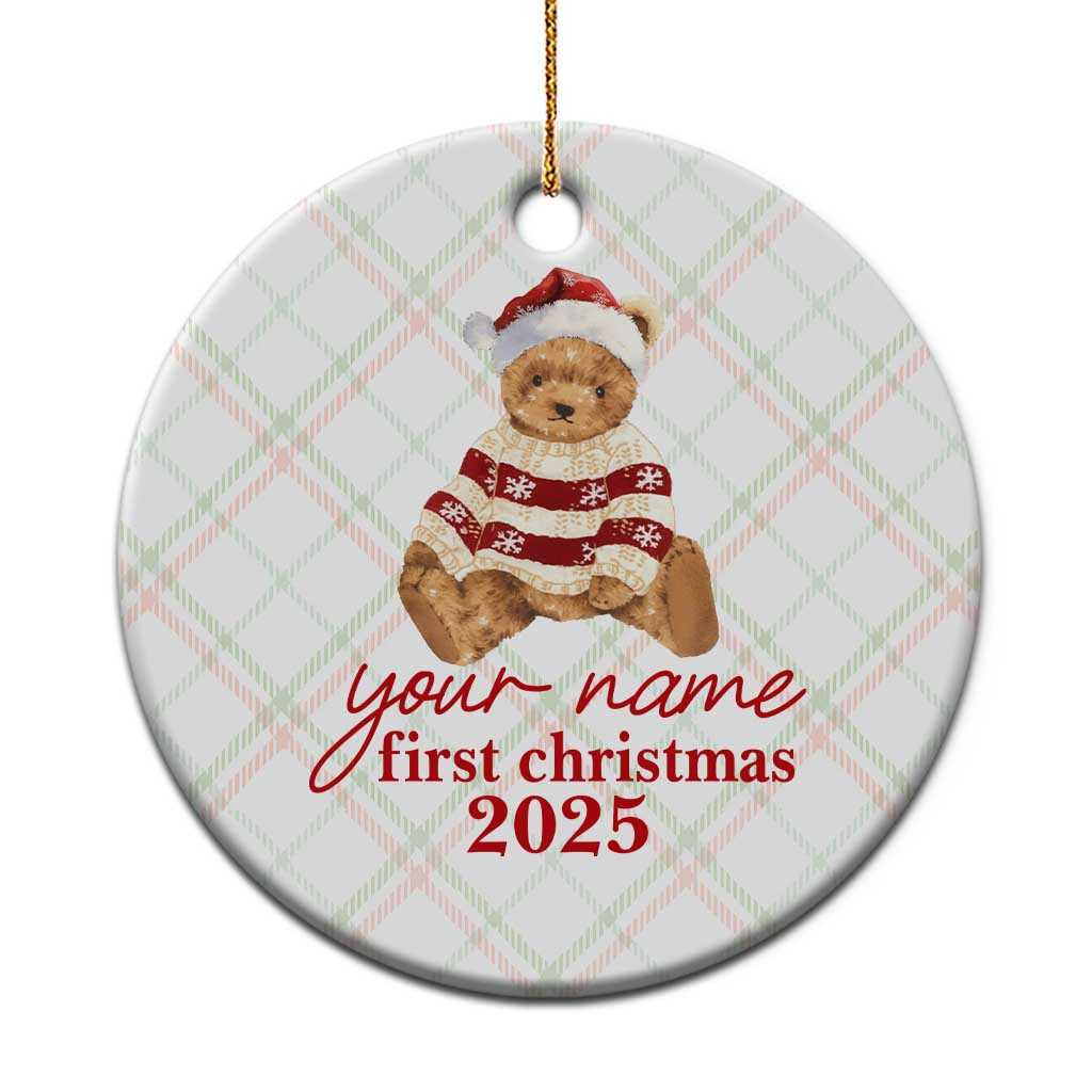 Personalised My First Xmas Ceramic Ornament Custom Name Newborn Baby 1st Xmas TS10 1pc Christmas Plaid Print Your Wear