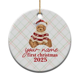 Personalised My First Xmas Ceramic Ornament Custom Name Newborn Baby 1st Xmas TS10 1pc Christmas Plaid Print Your Wear