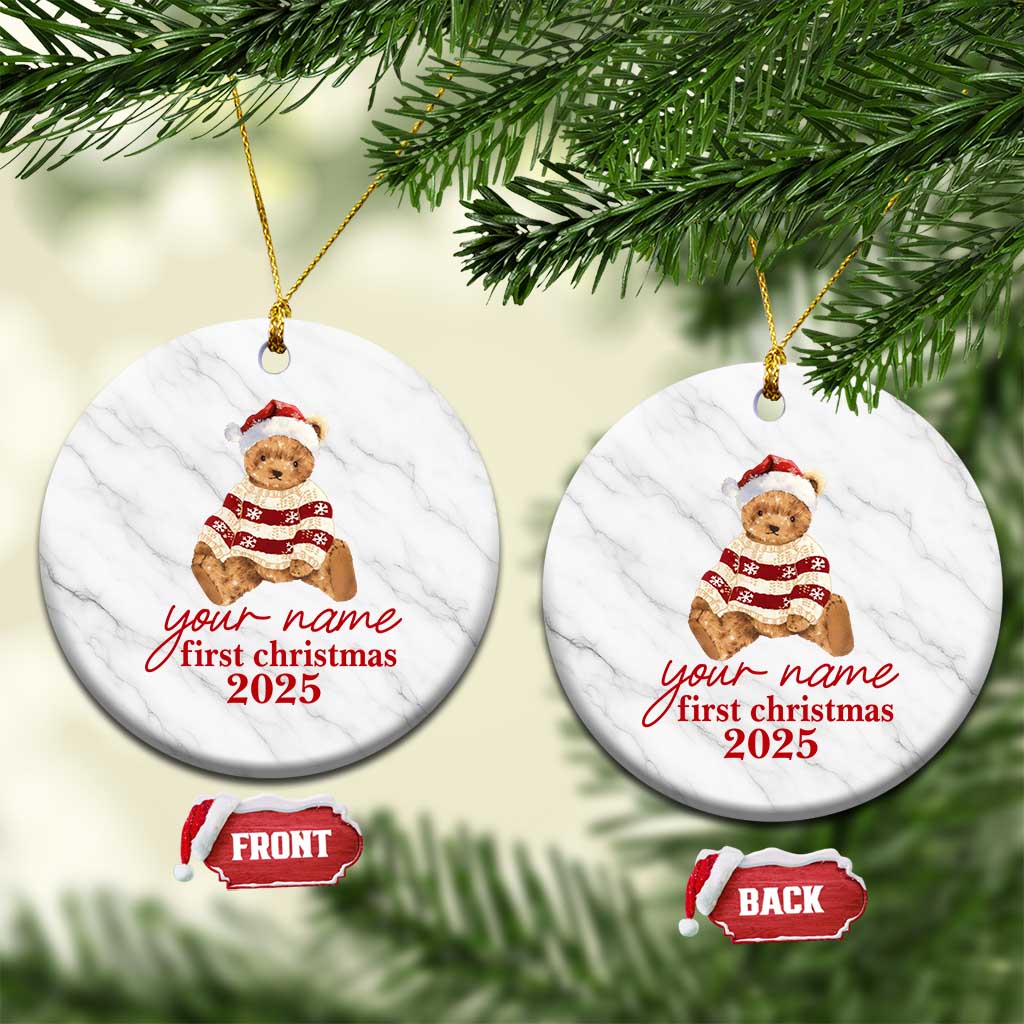 Personalised My First Xmas Ceramic Ornament Custom Name Newborn Baby 1st Xmas TS10 1pc White Marble Print Your Wear