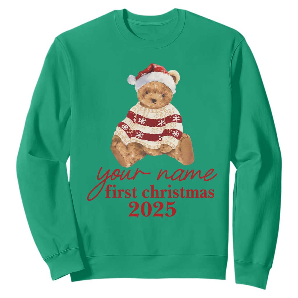 Personalised My First Christmas Sweatshirt Custom Name Newborn Baby 1st Xmas TS10 Irish Green Print Your Wear