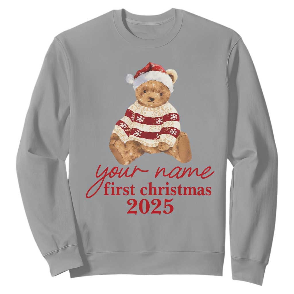 Personalised My First Christmas Sweatshirt Custom Name Newborn Baby 1st Xmas TS10 Sport Gray Print Your Wear