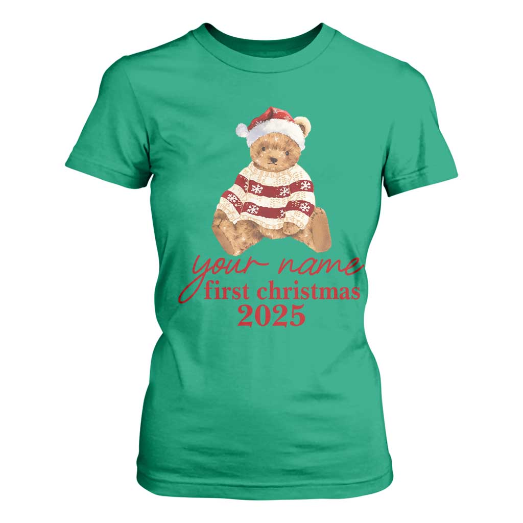 Personalised My First Christmas T Shirt For Women Custom Name Newborn Baby 1st Xmas TS10 Irish Green Print Your Wear