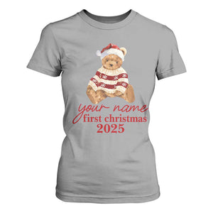 Personalised My First Christmas T Shirt For Women Custom Name Newborn Baby 1st Xmas TS10 Sport Gray Print Your Wear