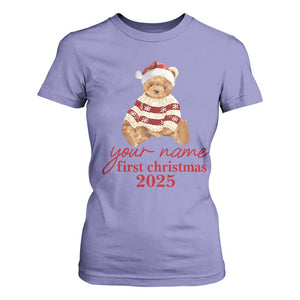 Personalised My First Christmas T Shirt For Women Custom Name Newborn Baby 1st Xmas TS10 Violet Print Your Wear