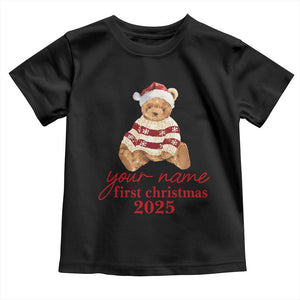Personalised My First Christmas Toddler T Shirt Custom Name Newborn Baby 1st Xmas TS10 Black Print Your Wear