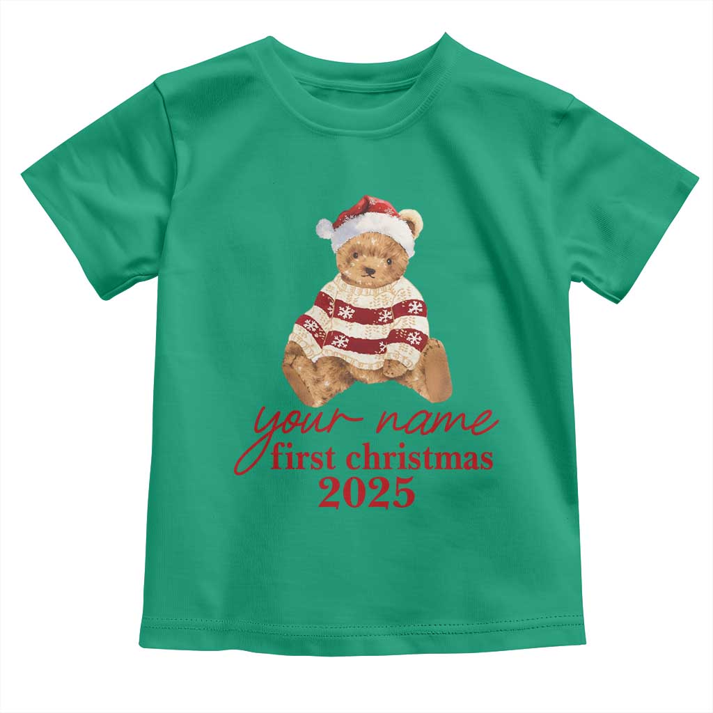 Personalised My First Christmas Toddler T Shirt Custom Name Newborn Baby 1st Xmas TS10 Irish Green Print Your Wear