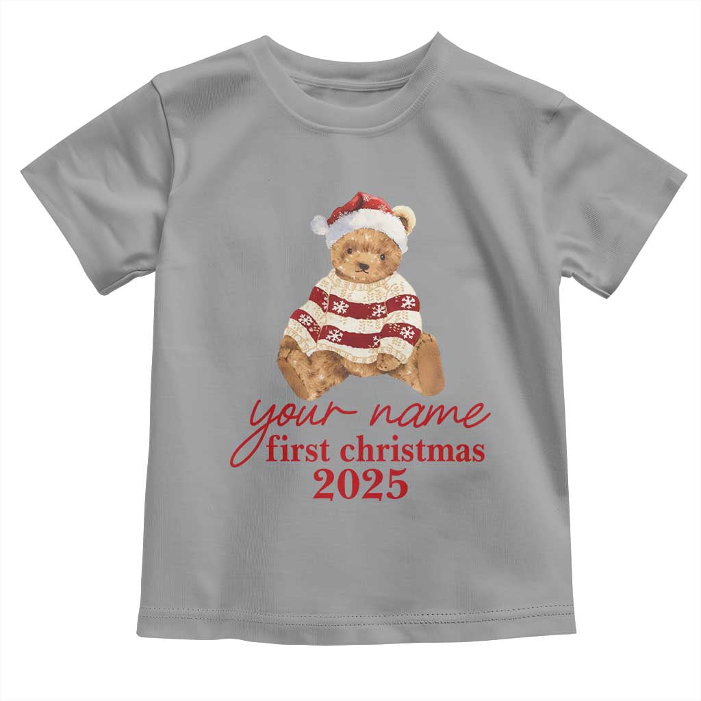 Personalised My First Christmas Toddler T Shirt Custom Name Newborn Baby 1st Xmas TS10 Sport Gray Print Your Wear