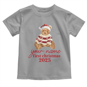 Personalised My First Christmas Toddler T Shirt Custom Name Newborn Baby 1st Xmas TS10 Sport Gray Print Your Wear