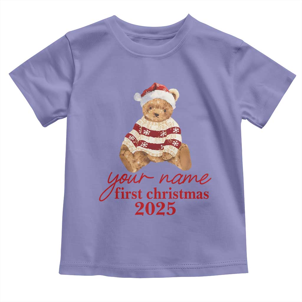 Personalised My First Christmas Toddler T Shirt Custom Name Newborn Baby 1st Xmas TS10 Violet Print Your Wear