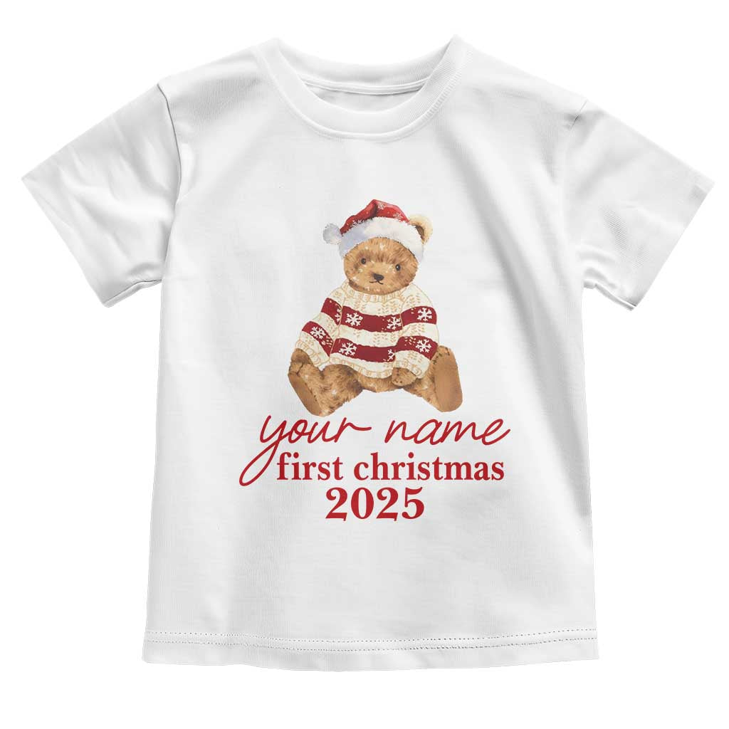 Personalised My First Christmas Toddler T Shirt Custom Name Newborn Baby 1st Xmas TS10 White Print Your Wear