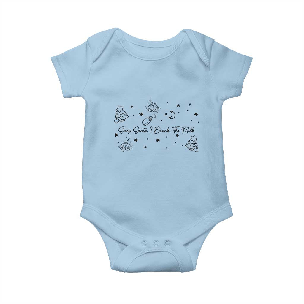 Sorry Santa I Drank The Milk Baby Onesie Newborn Baby First Xmas TS10 Light Blue Print Your Wear