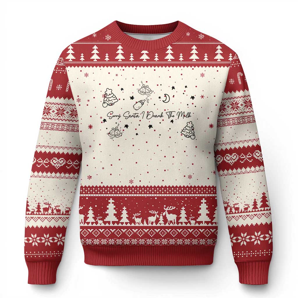 Sorry Santa I Drank The Milk Ugly Christmas Sweater Newborn Baby First Xmas TS10 Beige Red Print Your Wear