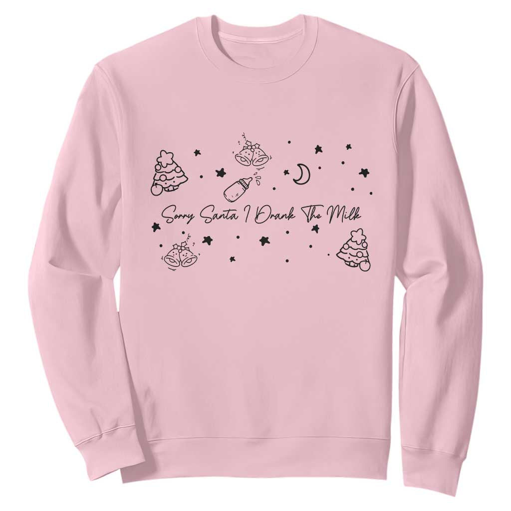 Sorry Santa I Drank The Milk Sweatshirt Newborn Baby First Xmas TS10 Light Pink Print Your Wear