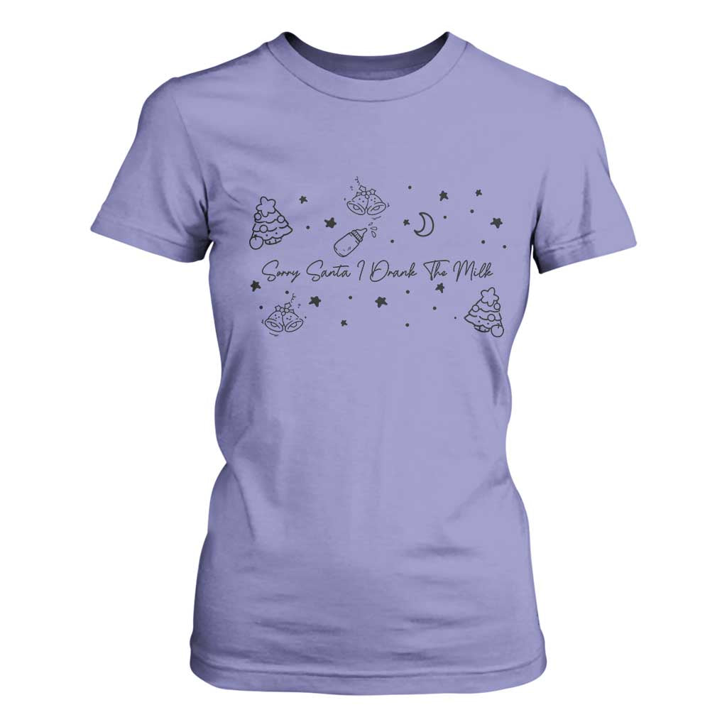 Sorry Santa I Drank The Milk T Shirt For Women Newborn Baby First Xmas TS10 Violet Print Your Wear