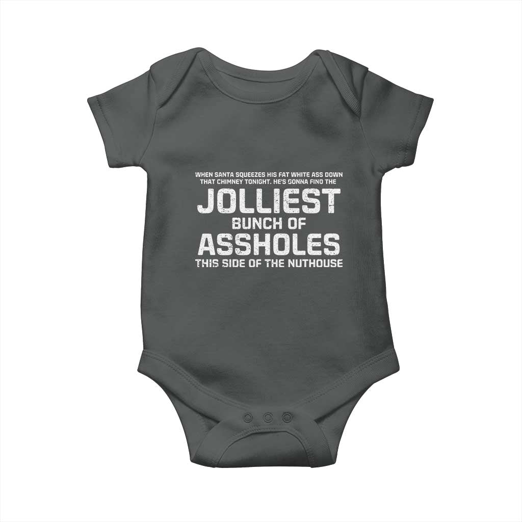 Funny Christmas Baby Onesie Jolliest Bunch of A-Holes Xmas Vacation TS10 Dark Heather Print Your Wear