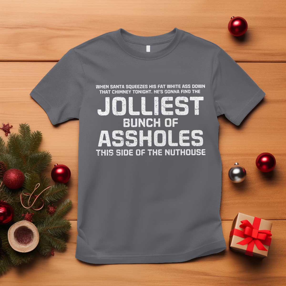 Funny Christmas T Shirt Jolliest Bunch of A-Holes Xmas Vacation TS10 Charcoal Print Your Wear