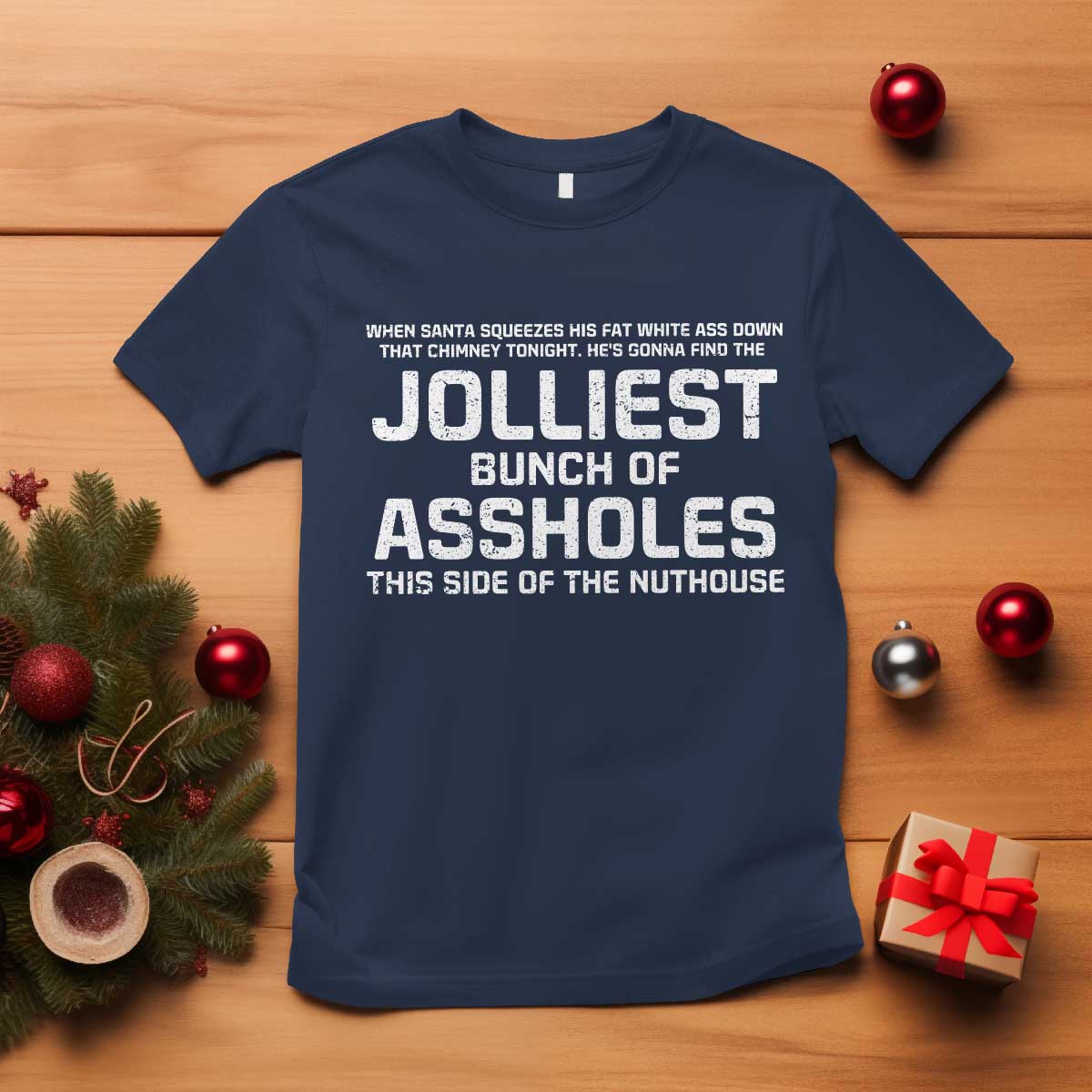 Funny Christmas T Shirt Jolliest Bunch of A-Holes Xmas Vacation TS10 Navy Print Your Wear