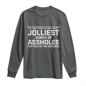 Funny Christmas Long Sleeve Shirt Jolliest Bunch of A-Holes Xmas Vacation TS10 Dark Heather Print Your Wear