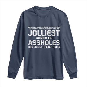 Funny Christmas Long Sleeve Shirt Jolliest Bunch of A-Holes Xmas Vacation TS10 Navy Print Your Wear