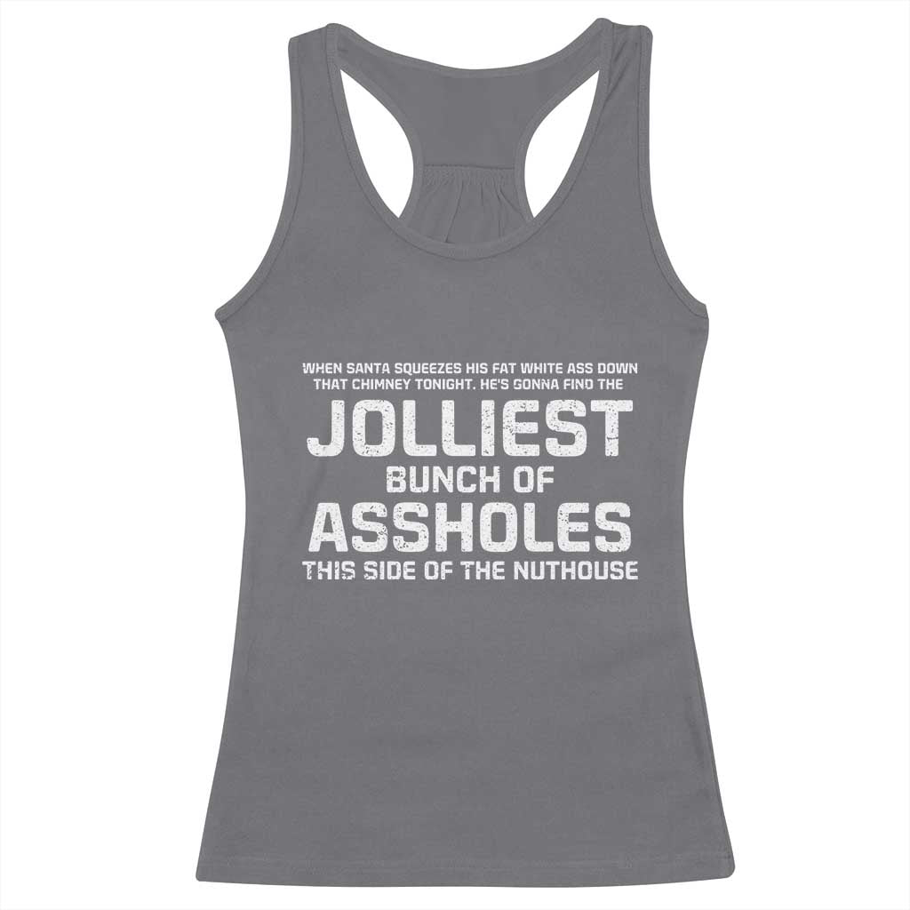 Funny Christmas Racerback Tank Top Jolliest Bunch of A-Holes Xmas Vacation TS10 Charcoal Print Your Wear