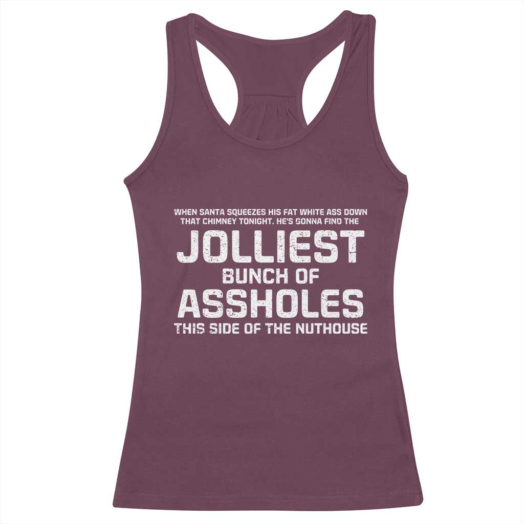 Funny Christmas Racerback Tank Top Jolliest Bunch of A-Holes Xmas Vacation TS10 Maroon Print Your Wear