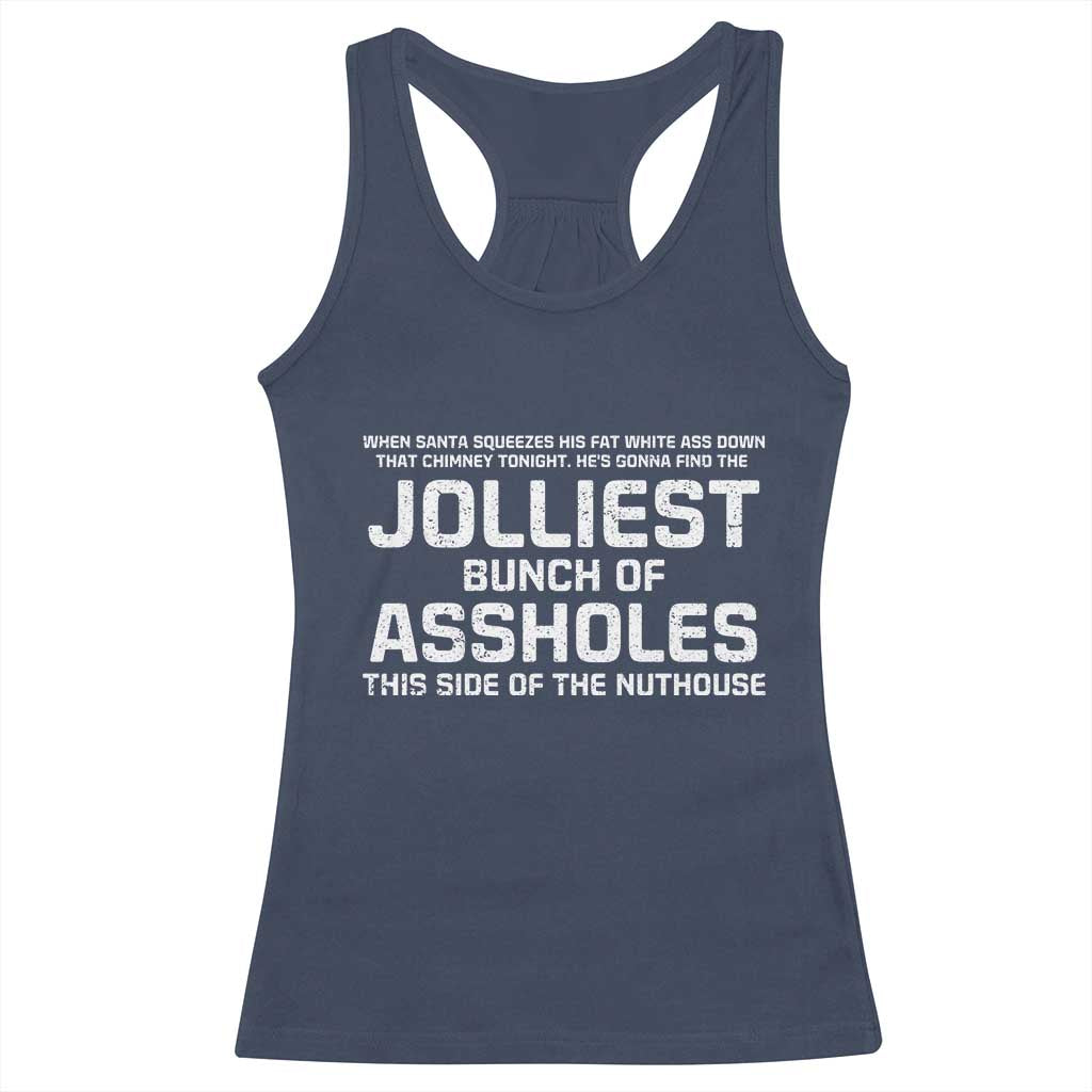 Funny Christmas Racerback Tank Top Jolliest Bunch of A-Holes Xmas Vacation TS10 Navy Print Your Wear
