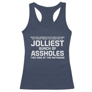 Funny Christmas Racerback Tank Top Jolliest Bunch of A-Holes Xmas Vacation TS10 Navy Print Your Wear