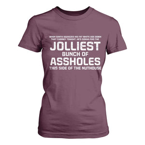 Funny Christmas T Shirt For Women Jolliest Bunch of A-Holes Xmas Vacation TS10 Maroon Print Your Wear