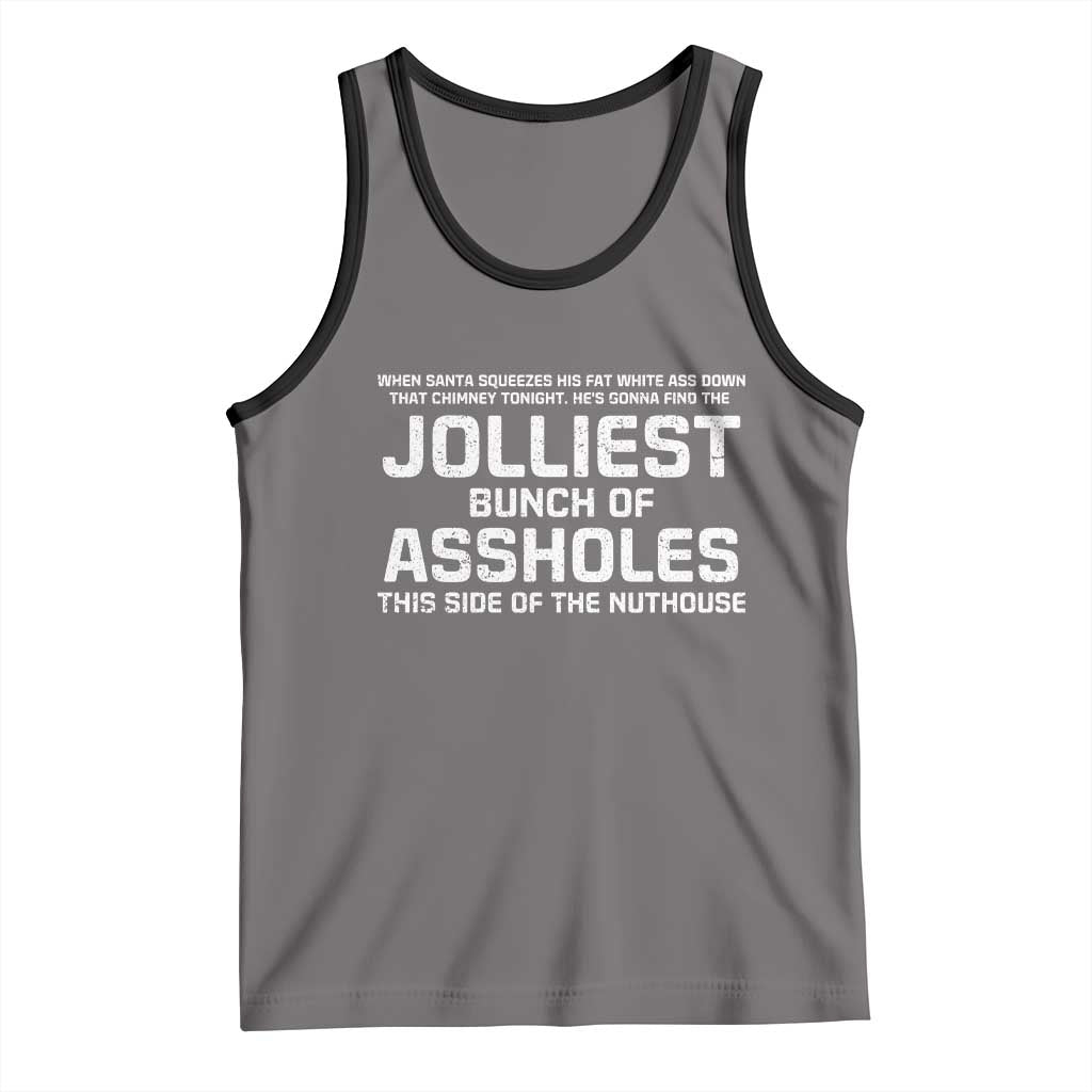 Funny Christmas Tank Top Jolliest Bunch of A-Holes Xmas Vacation TS10 Deep Heather Black Print Your Wear