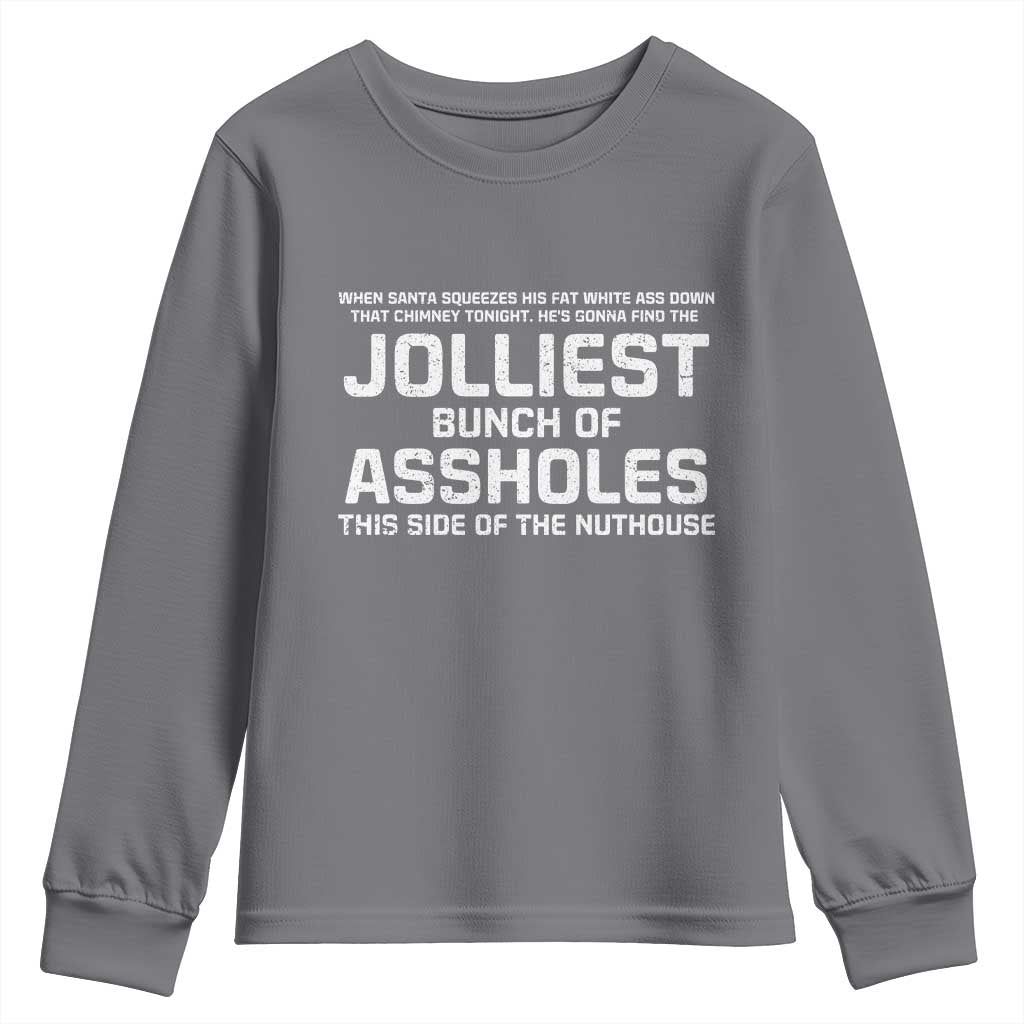 Funny Christmas Youth Sweatshirt Jolliest Bunch of A-Holes Xmas Vacation TS10 Charcoal Print Your Wear