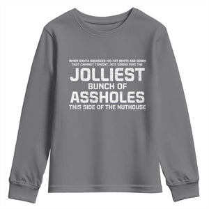 Funny Christmas Youth Sweatshirt Jolliest Bunch of A-Holes Xmas Vacation TS10 Charcoal Print Your Wear