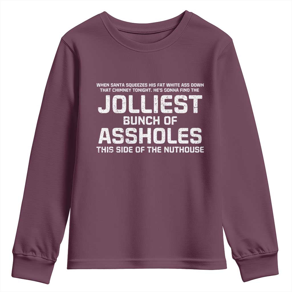 Funny Christmas Youth Sweatshirt Jolliest Bunch of A-Holes Xmas Vacation TS10 Maroon Print Your Wear