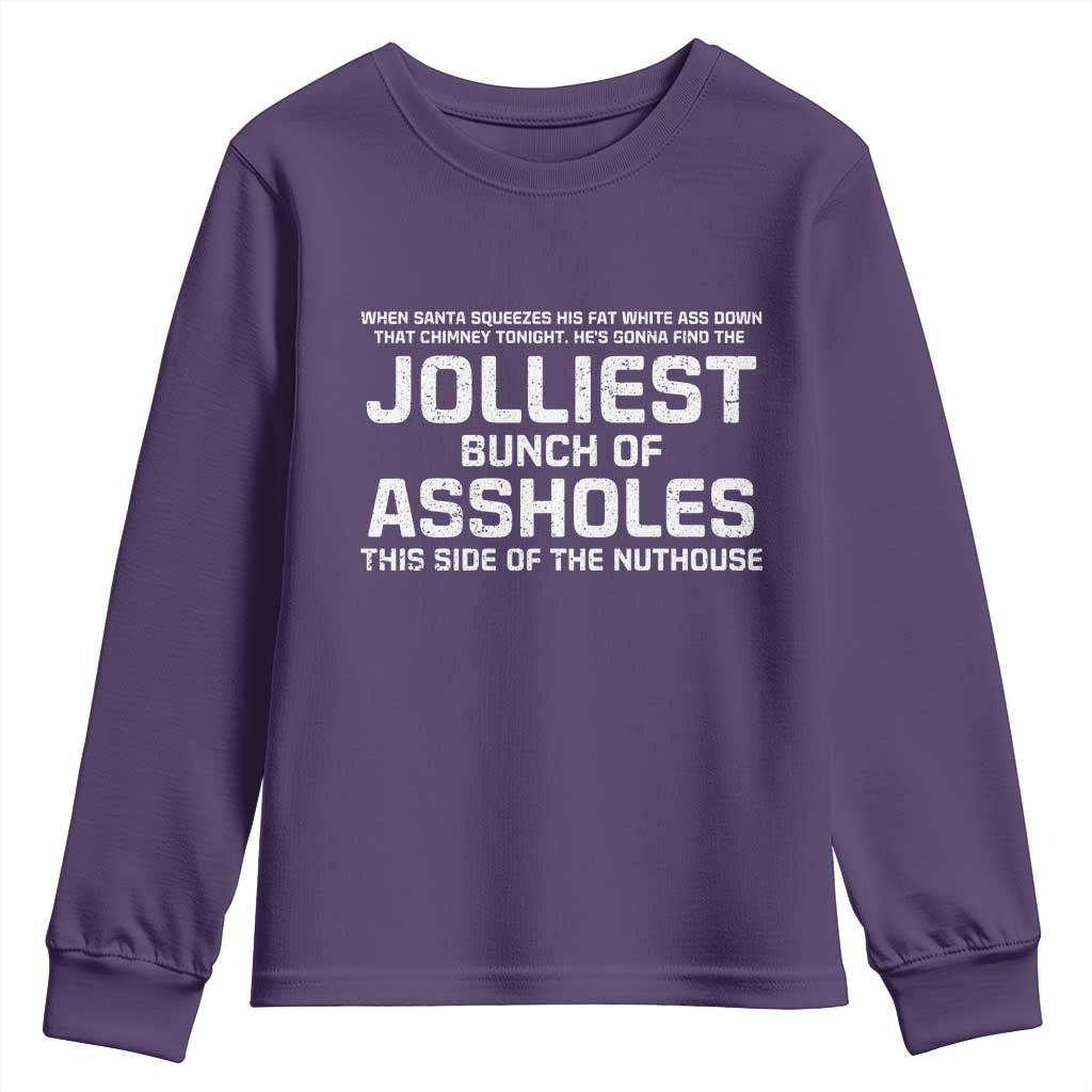 Funny Christmas Youth Sweatshirt Jolliest Bunch of A-Holes Xmas Vacation TS10 Purple Print Your Wear