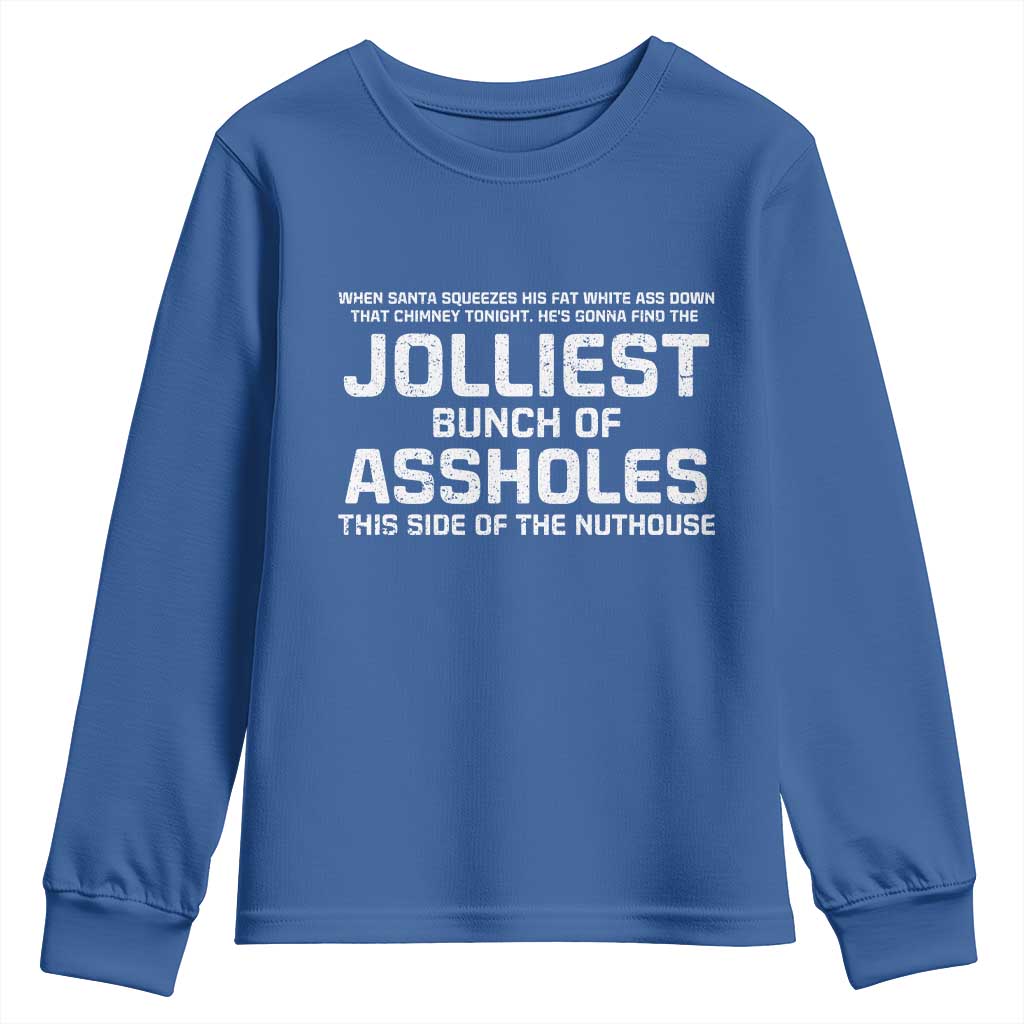 Funny Christmas Youth Sweatshirt Jolliest Bunch of A-Holes Xmas Vacation TS10 Royal Blue Print Your Wear