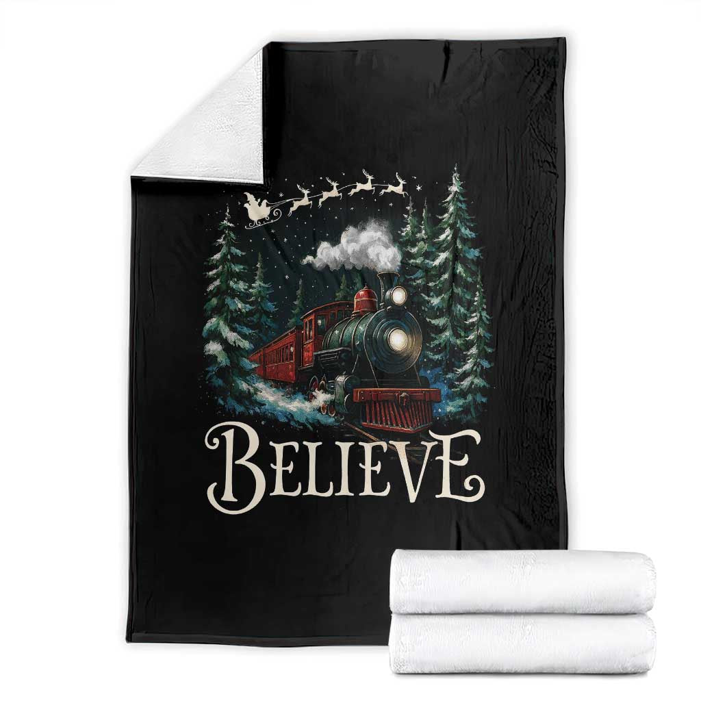 Polar Express Throw Blanket Christmas Believe TS10 Black Print Your Wear