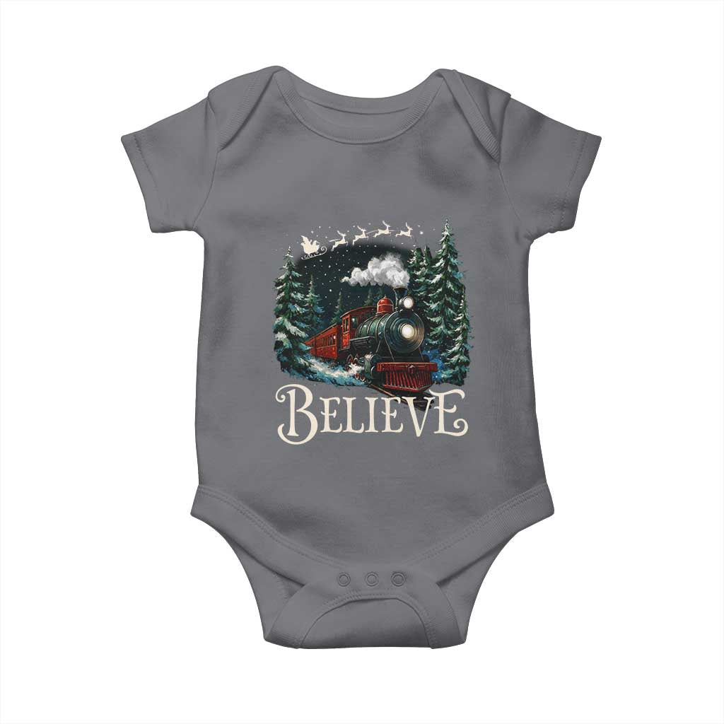 Polar Express Baby Onesie Christmas Believe TS10 Charcoal Print Your Wear