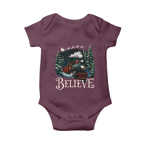 Polar Express Baby Onesie Christmas Believe TS10 Maroon Print Your Wear